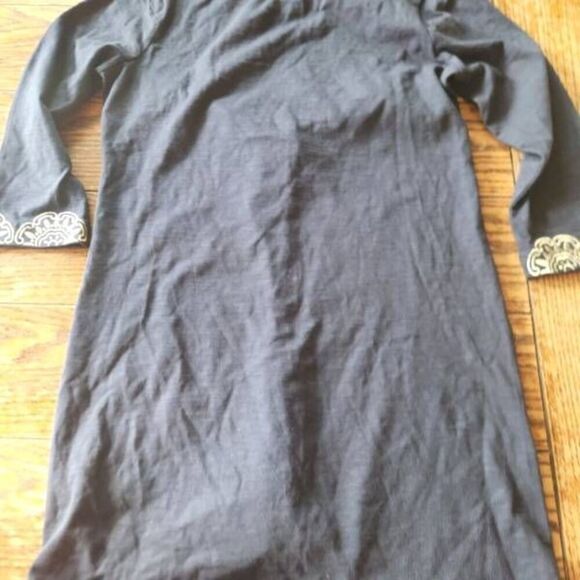 Boden Eda Embroidered Jersey Tunic Dress in navy blue & gold sz 6 - Picture 5 of 5